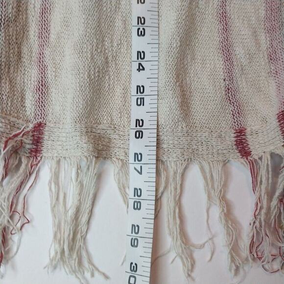 American Rag Striped Cardigan Sweater Size Large Cream Fringe Bohemian Hippie - Picture 4 of 5